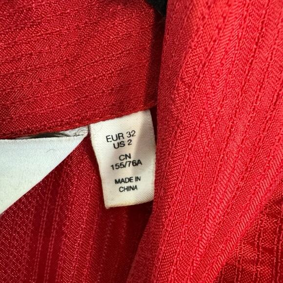 & Other Stories Frill Hem Red Long Sleeve Dress - Picture 4 of 14